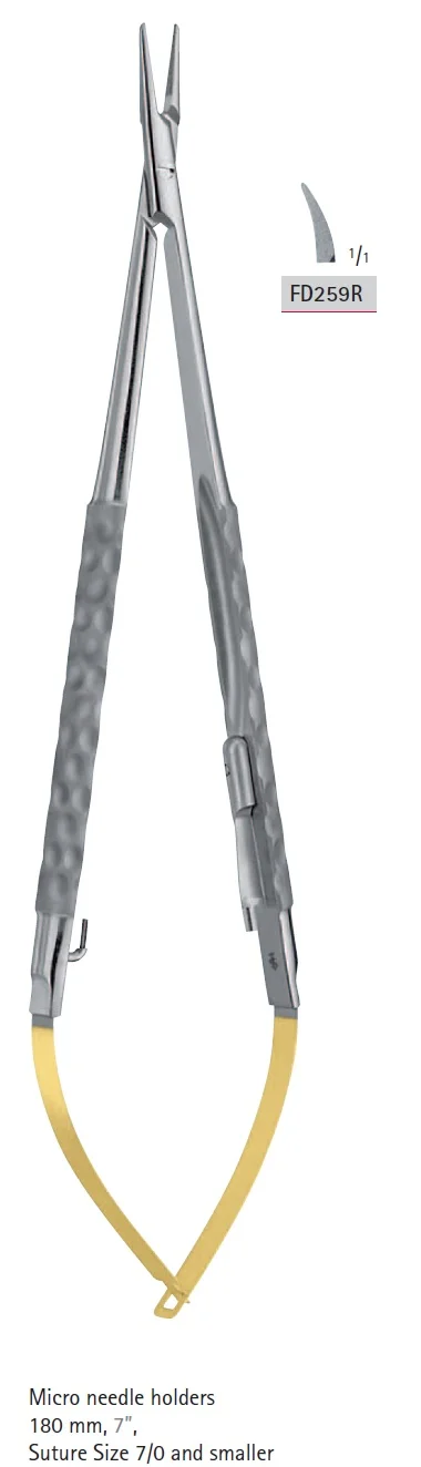 Микроиглодержатель, изогнутый, длина 180 мм, арт: FD259R