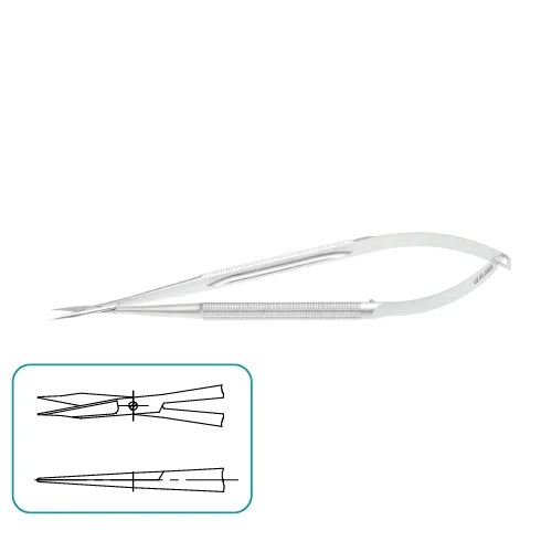 Ножницы микрохирургические, прямые, сталь, длина лезвий 15 мм, общая длина 180 мм, арт: 02.01.0005