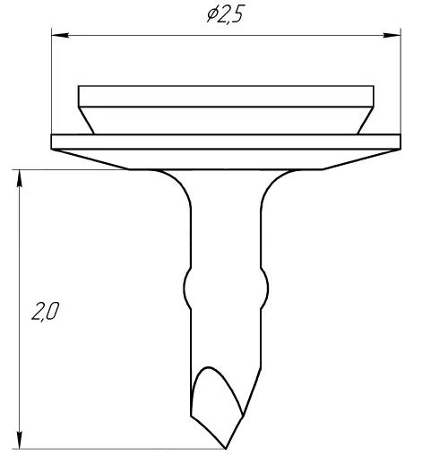 Пины безударные Эндокарбон для фиксации мембран, размер пина: 2,0 мм., 5шт., арт: PSu-01-20/5