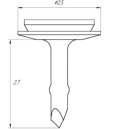Пины безударные Эндокарбон для фиксации мембран, размер пина: 2,7 мм., 25шт., арт: Psu-01-27/25