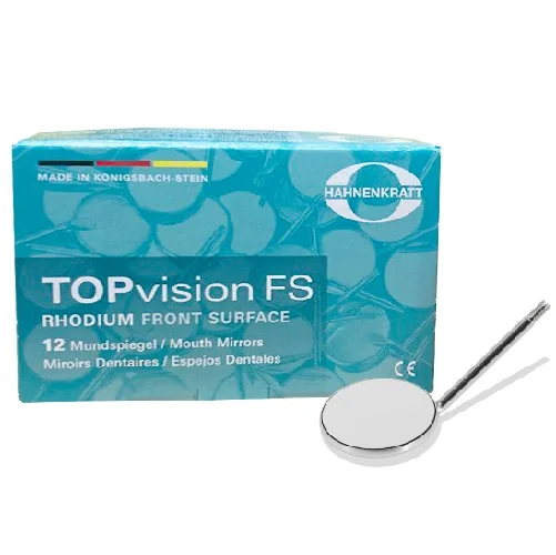 Зеркало стоматологическое родиевое (12 шт.) TOPvision FS Rhodium, без увеличения, размер 5, D24 мм. HAHNENKRATT, арт: 721x5